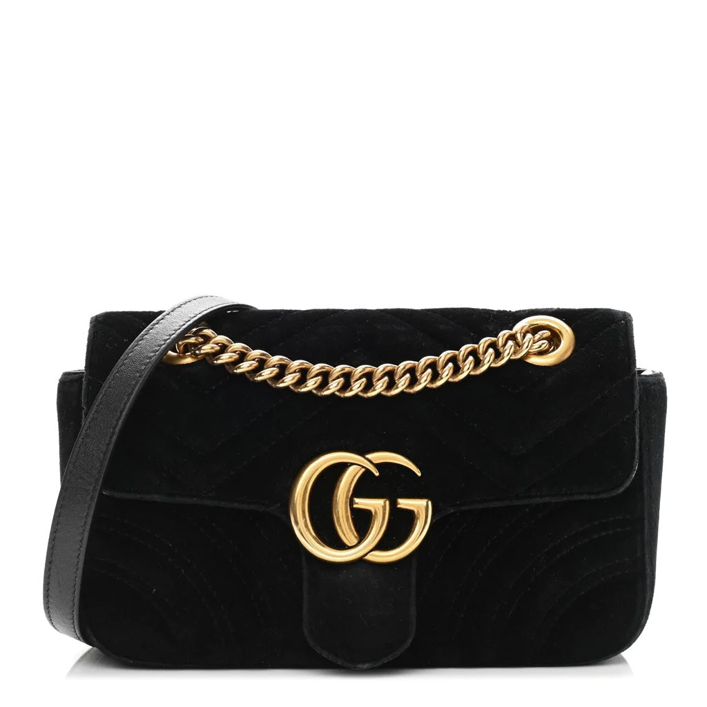 GUCCI GG MARMONT MATELASSE VELVET SMALL SHOULDER BAG