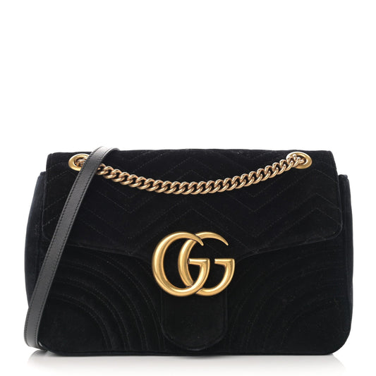 GUCCI GG MARMONT MATELASSE VELVET SMALL SHOULDER BAG