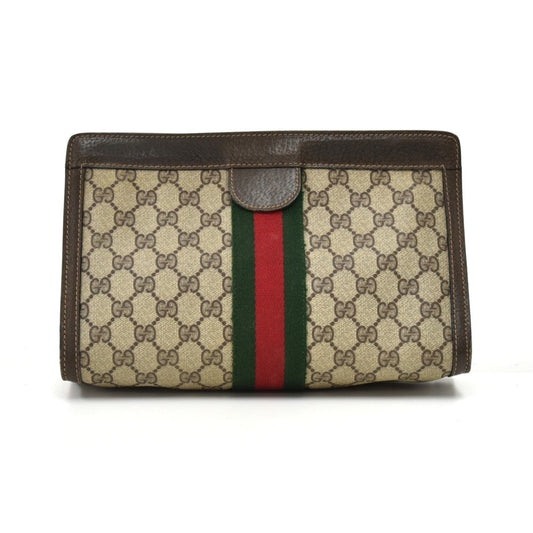 GUCCI VINTAGE GG SUPREME COATED CANVAS CLUTCH BAG