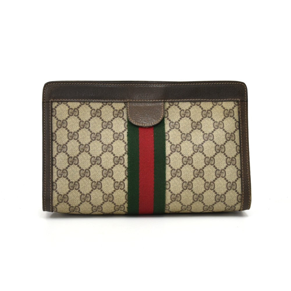 GUCCI VINTAGE GG SUPREME COATED CANVAS CLUTCH BAG