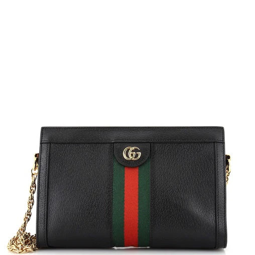 GUCCI GG OPHIDIA SMALL LEATHER CHAIN BAG