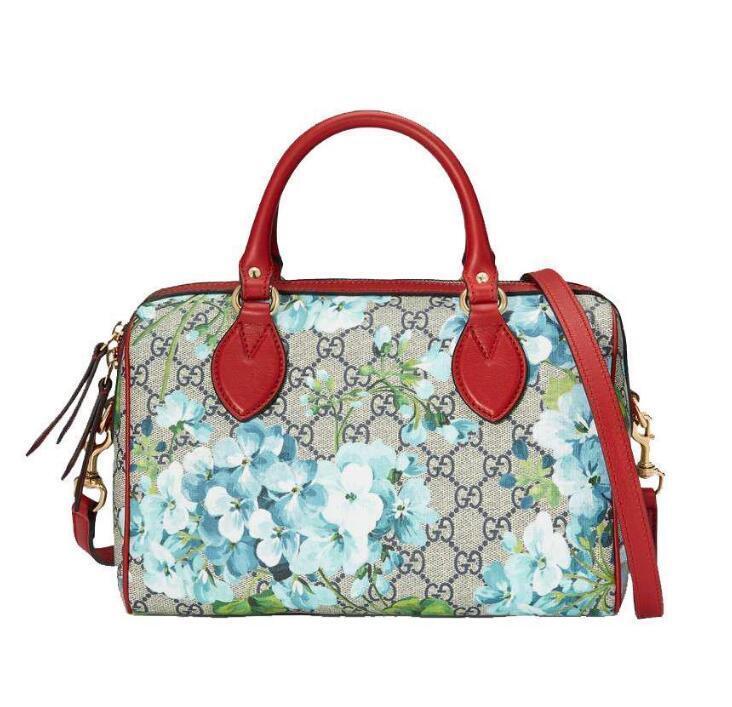 GUCCI GG SUPREME MONOGRAM BLOOMS SMALL BOSTON BAG