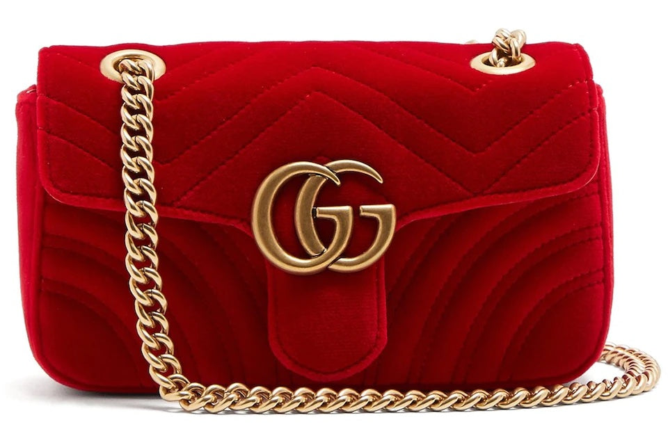 GUCCI GG MARMONT SMALL MATELASSE VELVET SHOULDER BAG