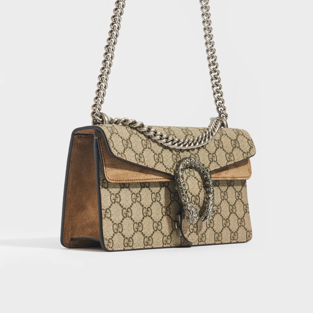 GUCCI GG SUPREME DIONYSUS SUEDE TRIM SMALL SHOULDER BAG