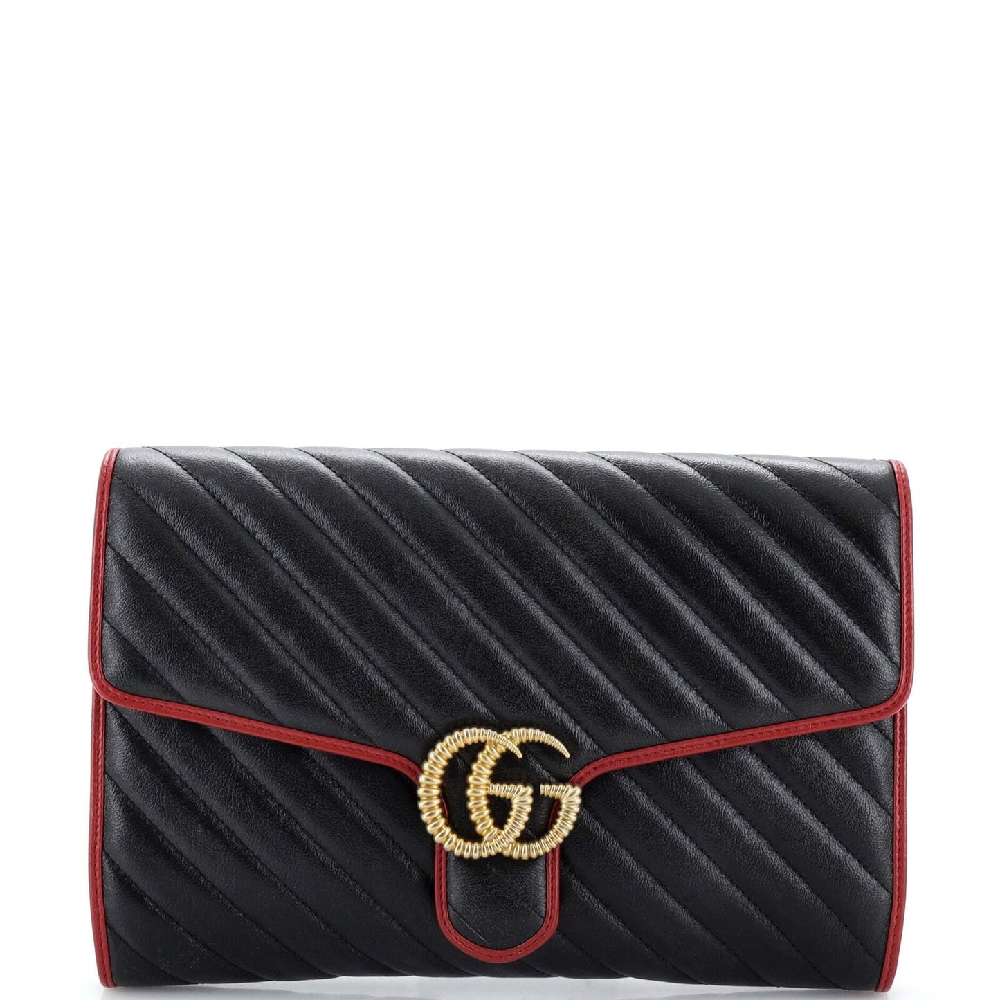 GUCCI MATELASSE LEATHER TORCHON GG MARMONT CLUTCH BAG
