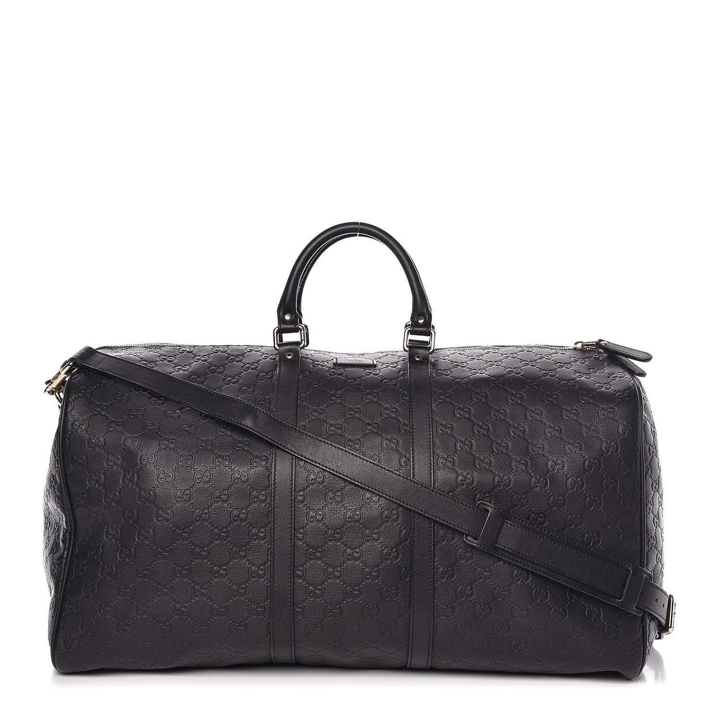 GUCCI GUCCISSIMA BLACK EMBOSSED LEATHER DUFFLE BAG
