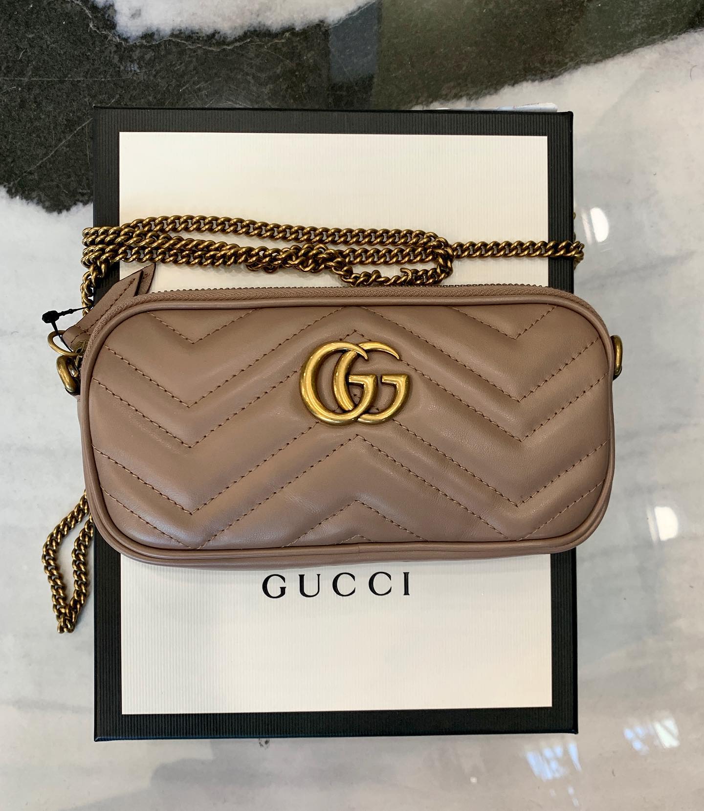 Gucci GG Marmont Matelassé Wallet on a Chain