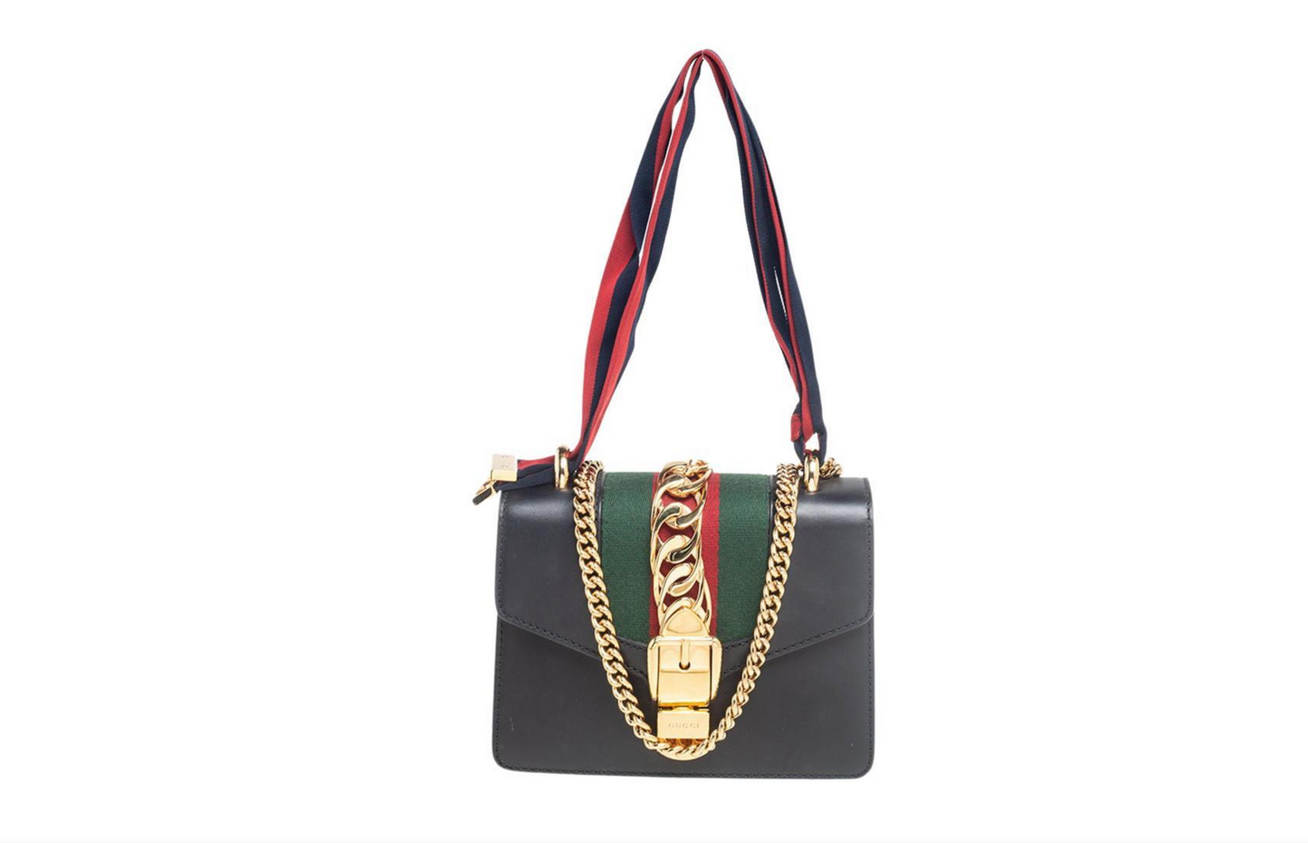 GUCCI MINI LEATHER SYLVIE CHAIN LEATHER CROSSBODY BAG