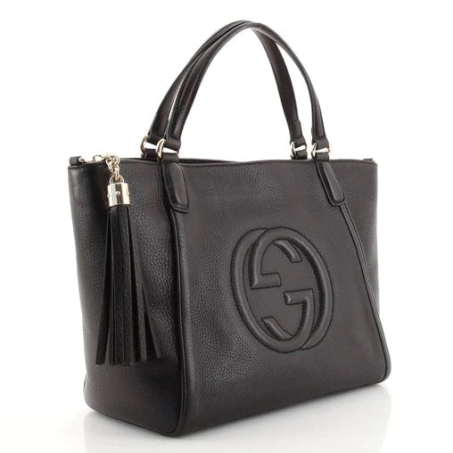 GUCCI PEBBLED LEATHER TOP HANDLE SOHO BAG