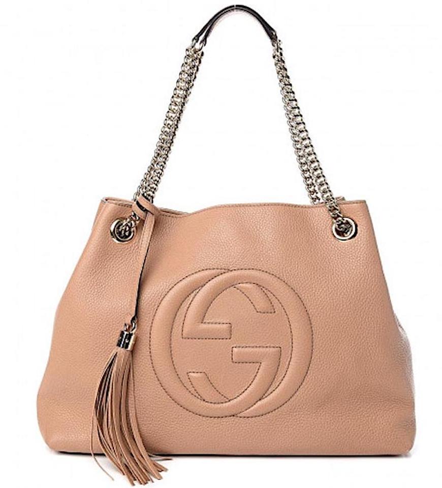 GUCCI PEBBLED CALFSKIN MEDIUM SOHO CHAIN SHOULDER BAG