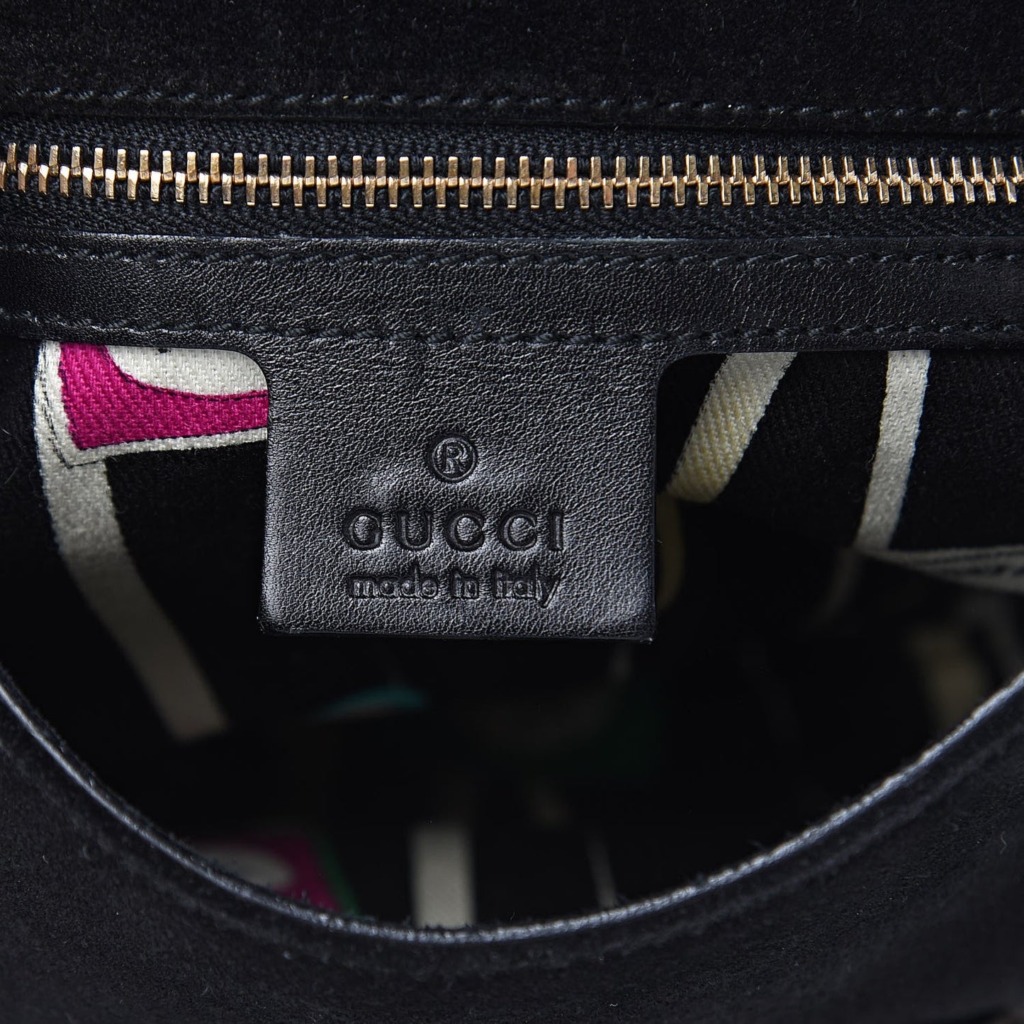 GUCCI Suede Wave Flap Bag Black