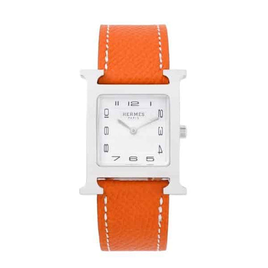 HERMES H HOUR WATCH ORANGE STRAP 21MM 036707WW00