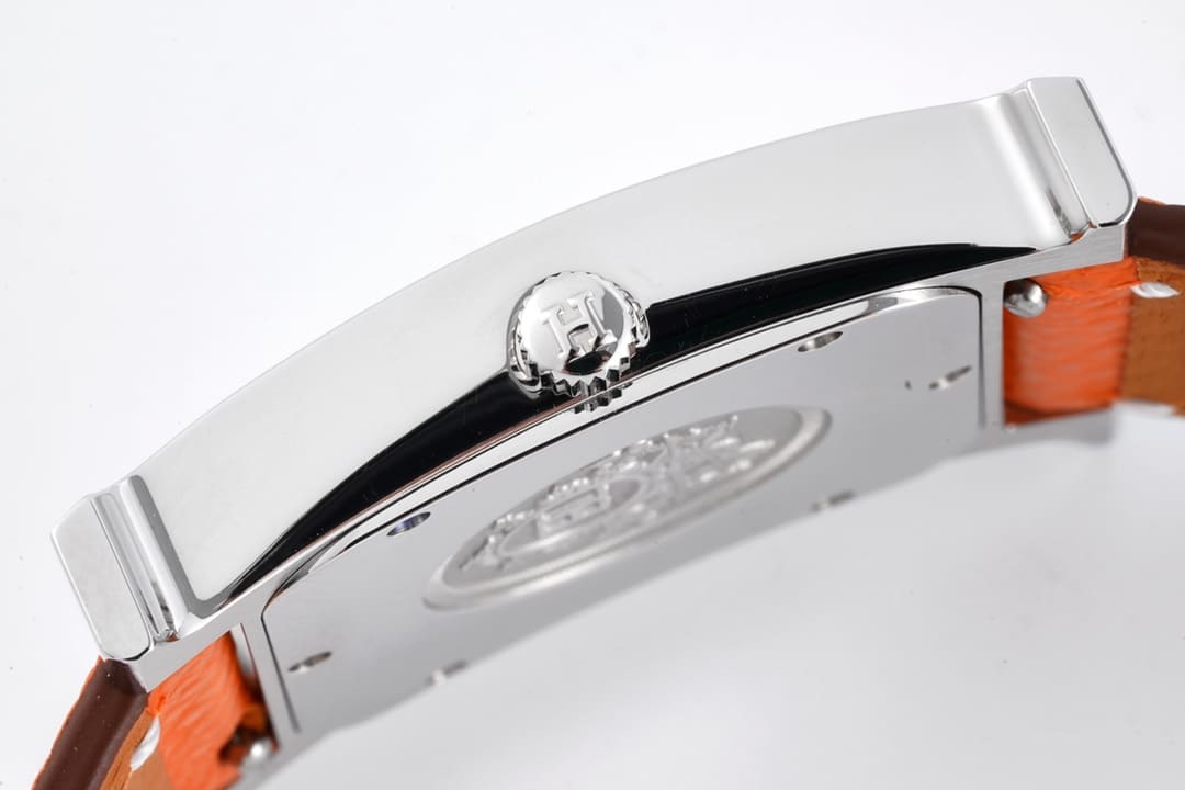HERMES H HOUR WATCH ORANGE STRAP 21MM 036707WW00