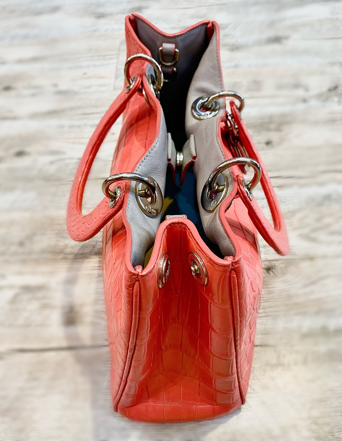 CHRISTIAN DIOR DIORISSIMO CROCODILE LARGE PINK TOTE-HS