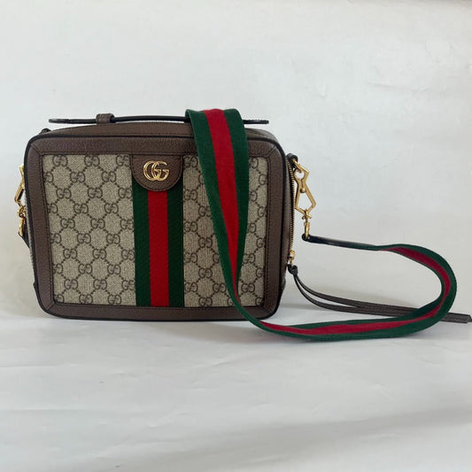 Gucci Beige/Brown GG Supreme Web Ophidia Crossbody Bag