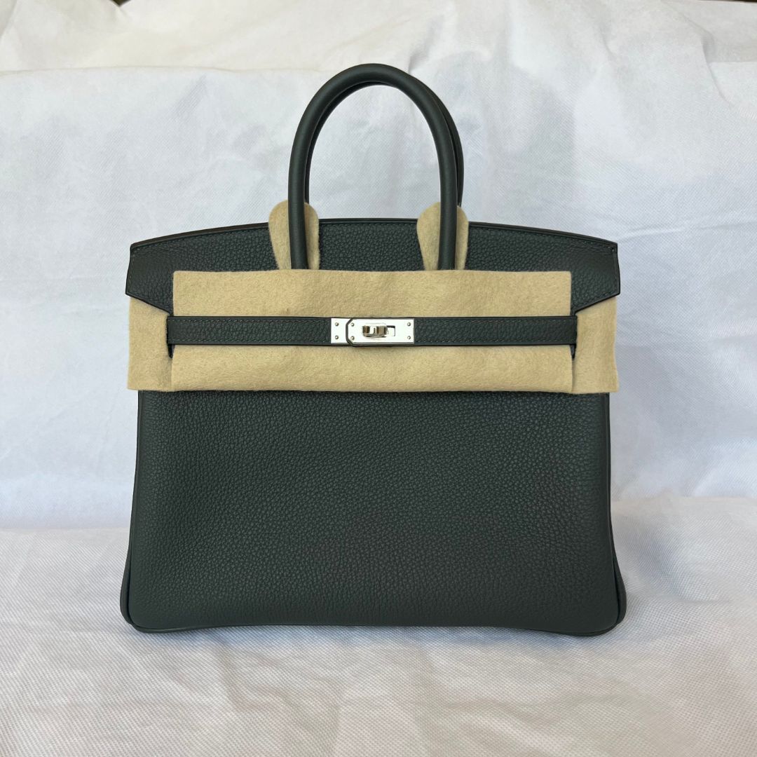 Hermes Birkin 25 Togo Vert Fonce PHW Bag
