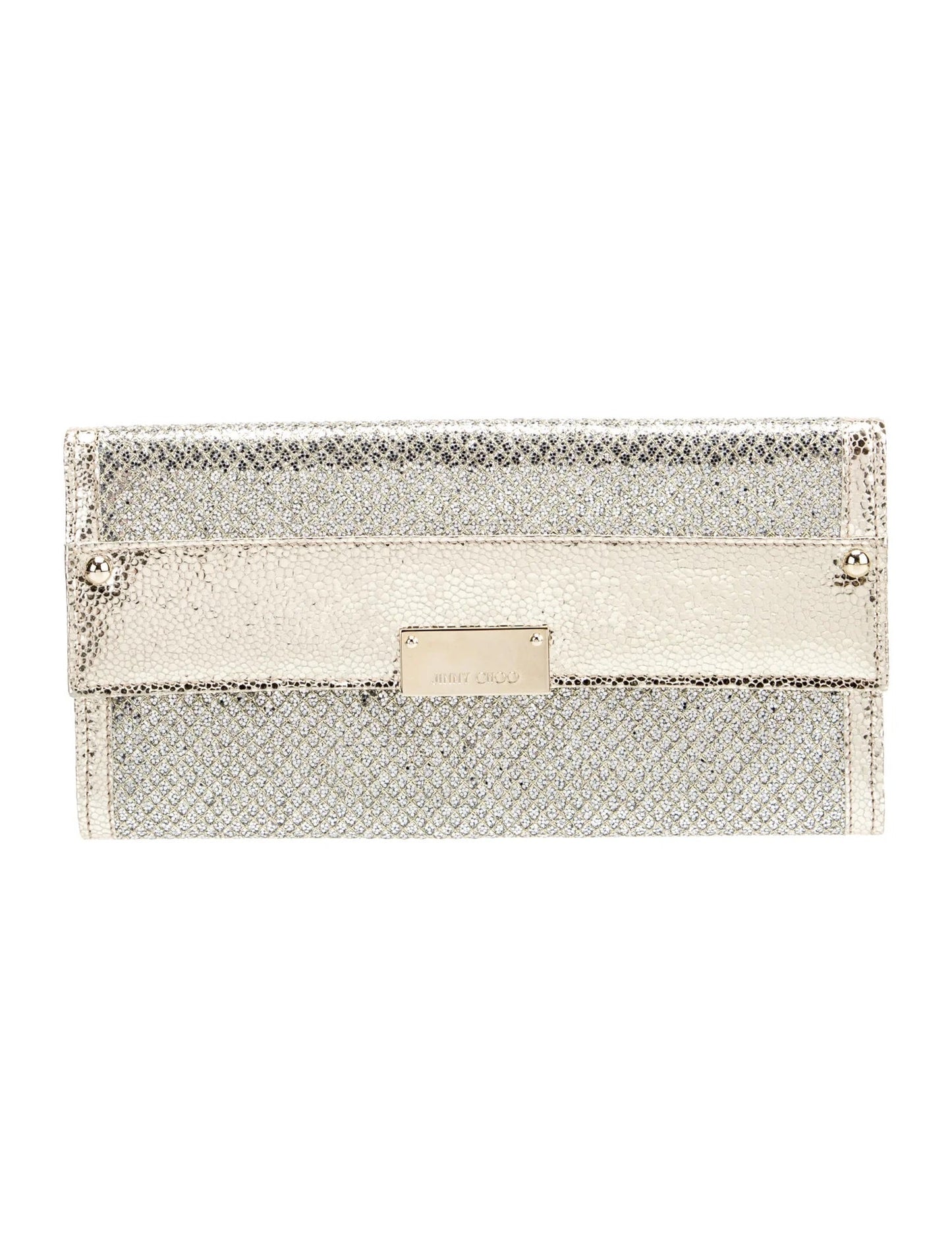 JIMMY CHOO REESE METALLIC GLITTER CLUTCH BAG