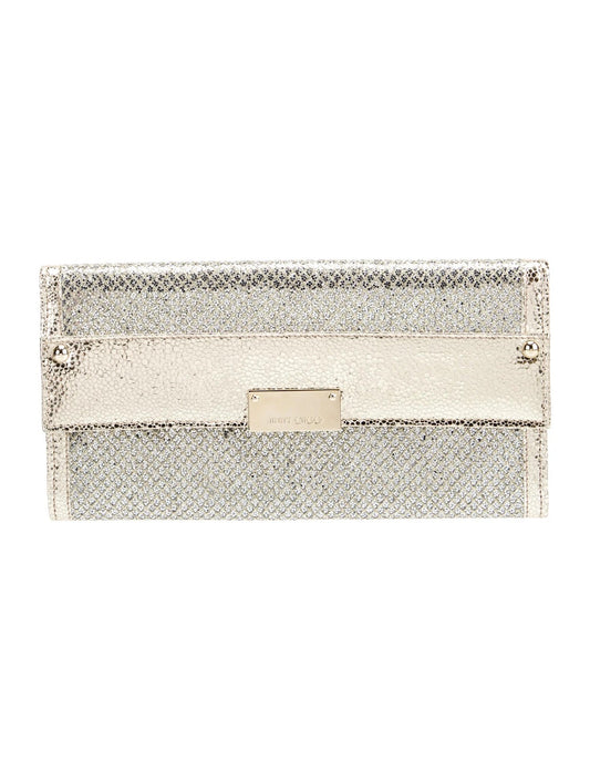 JIMMY CHOO REESE METALLIC GLITTER CLUTCH BAG
