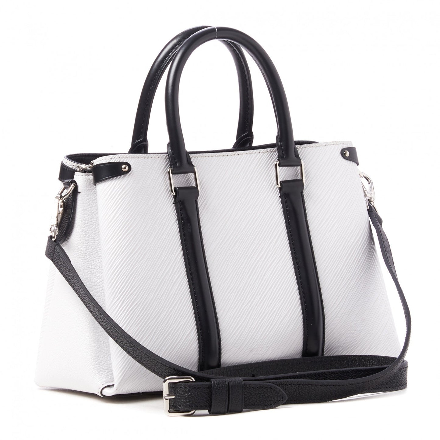 LOUIS VUITTON EPI SOUFFLOT BB BAG-OPTIC WHITE BLACK