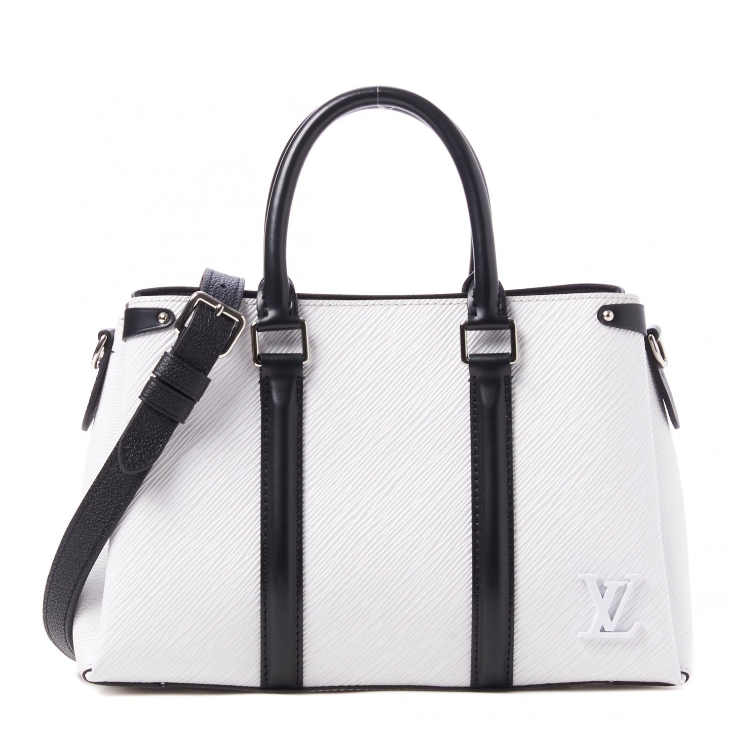 LOUIS VUITTON EPI SOUFFLOT BB BAG-OPTIC WHITE BLACK