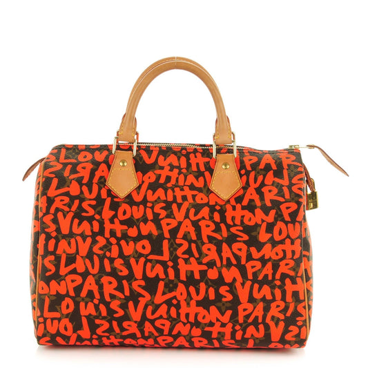 LOUIS VUITTON LIMITED EDITION ORANGE GRAFFITI MONOGRAM STEPHEN SPROUSE SPEEDY 30 BAG