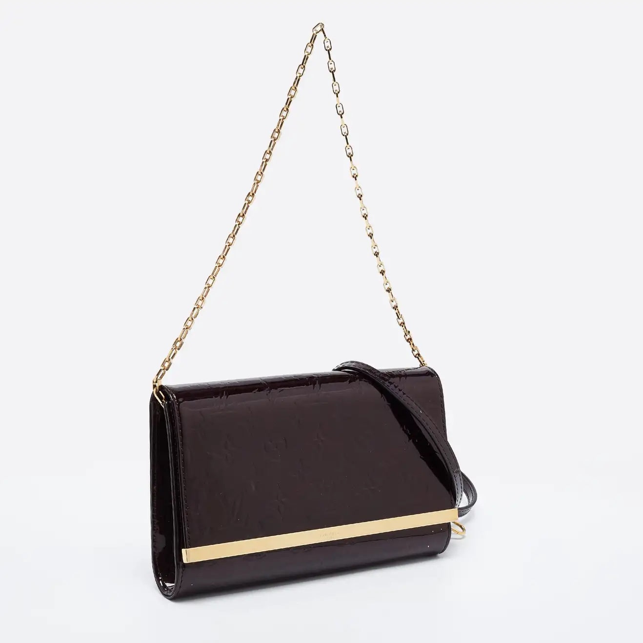 LOUIS VUITTON AMARANTE MONOGRAM VERNIS ANA CHAIN CLUTCH