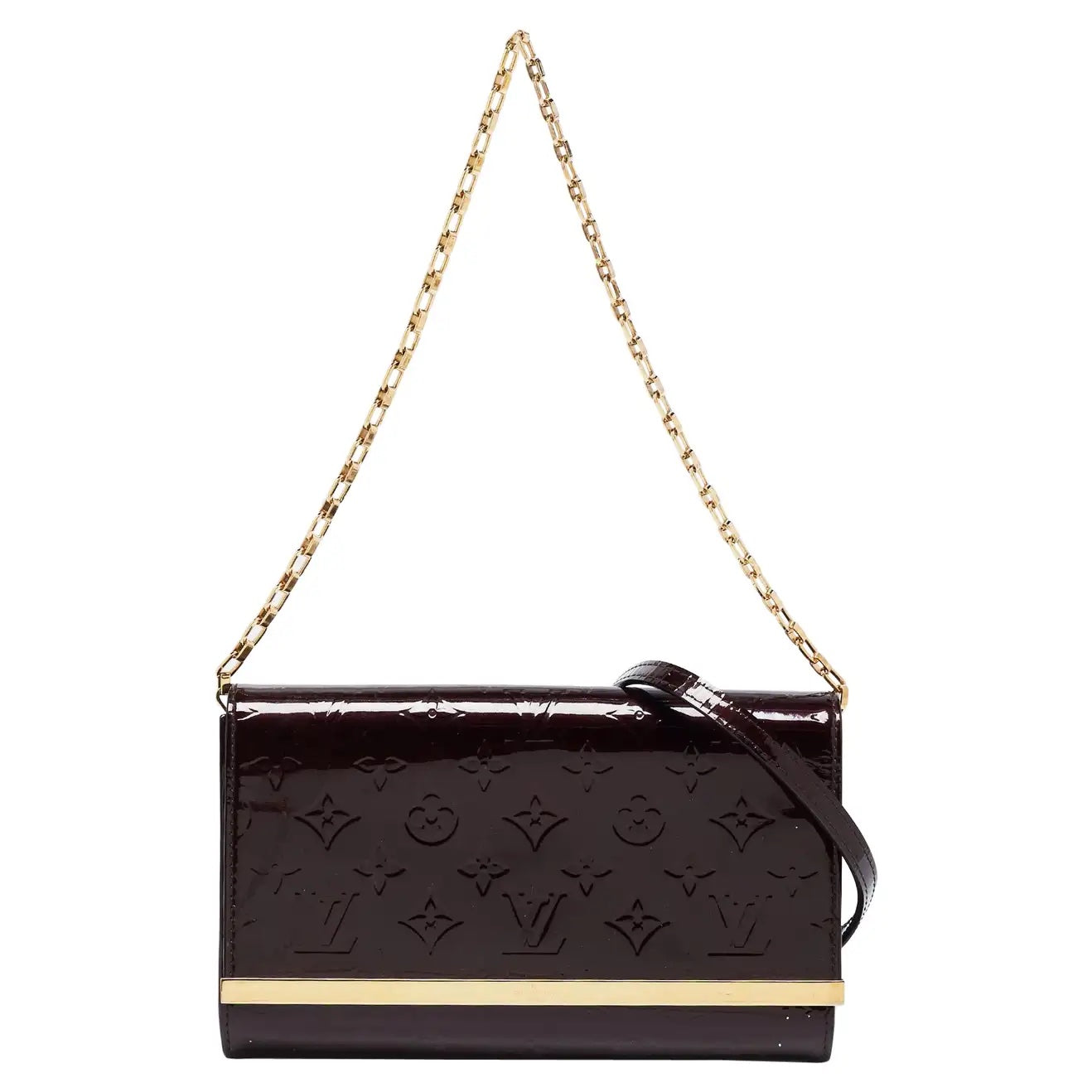 LOUIS VUITTON AMARANTE MONOGRAM VERNIS ANA CHAIN CLUTCH
