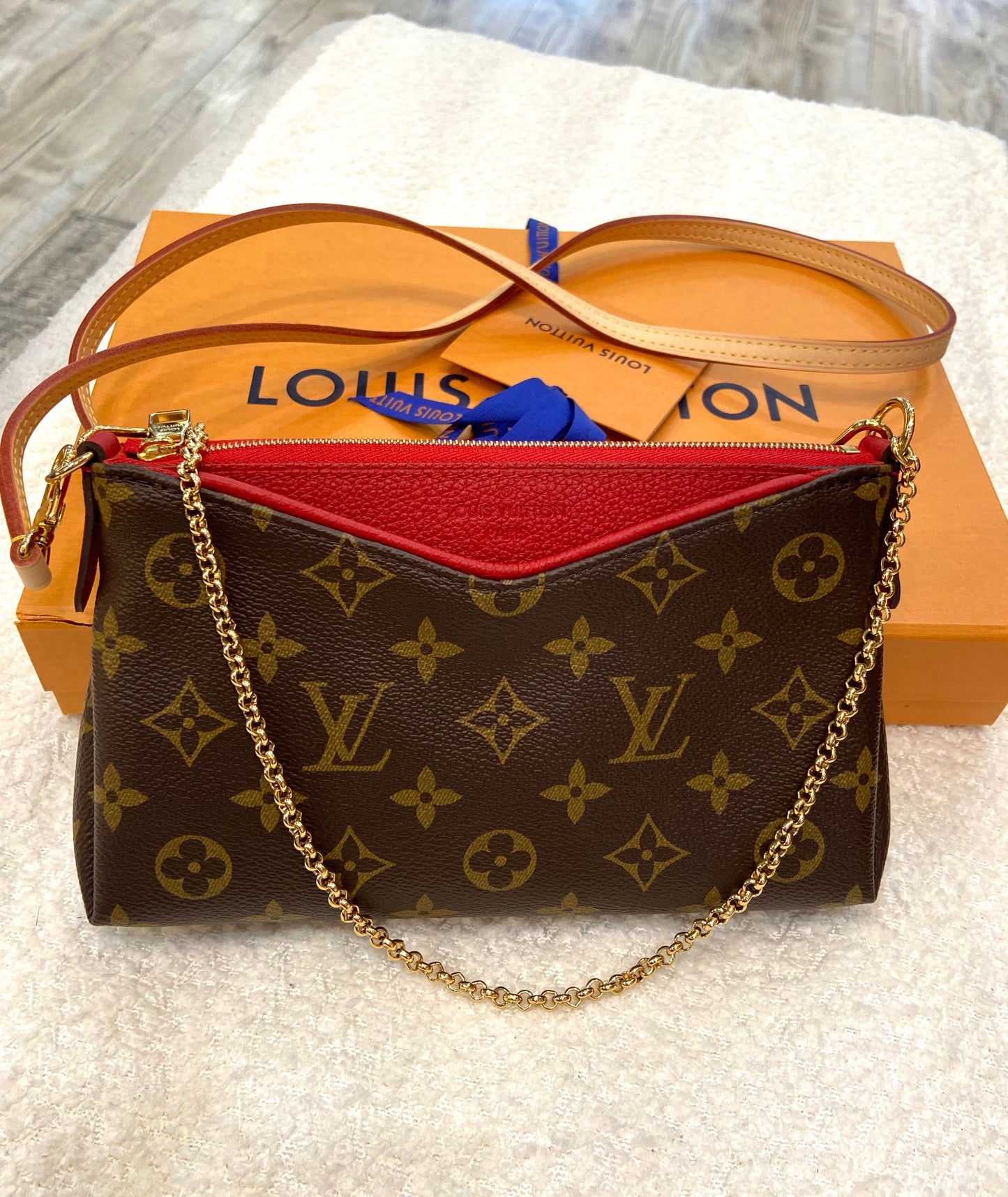 LOUIS VUITTON PALLAS MONOGRAM CHAIN CROSSBODY BAG