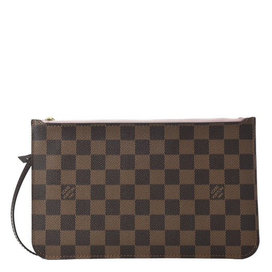 LOUIS VUITTON DAMIER EBENE NEVERFULL MM GM POCHETTE ROSE BALLERINE
