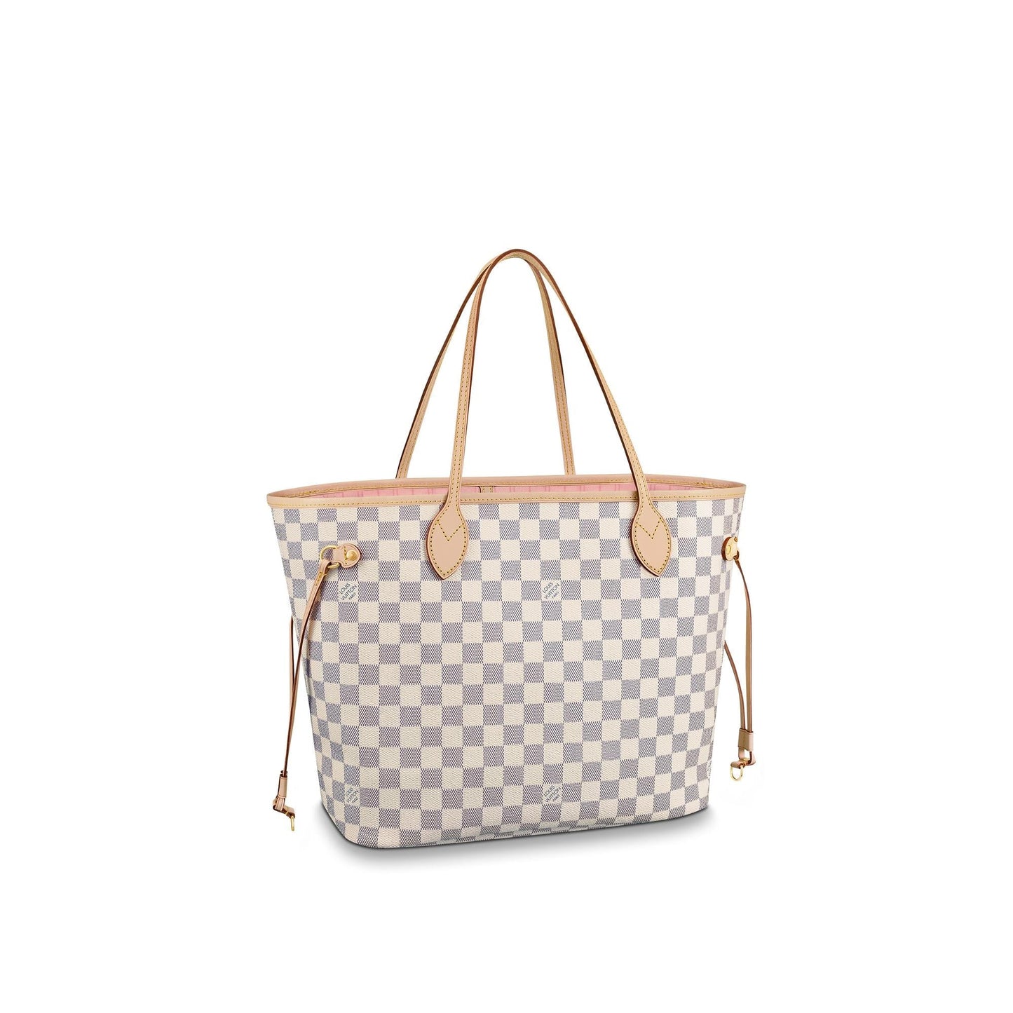 LOUIS VUITTON DAMIER AZUR NEVERFULL MM ROSE BALLERINE WITH POCHETTE