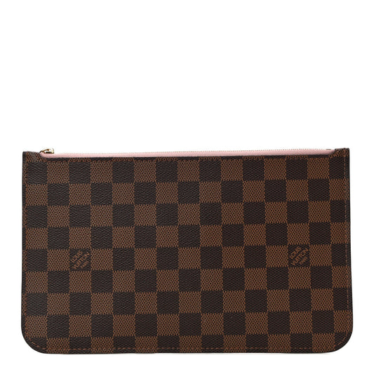 LOUIS VUITTON Damier Ebene Neverfull MM GM Pochette Rose Ballerine