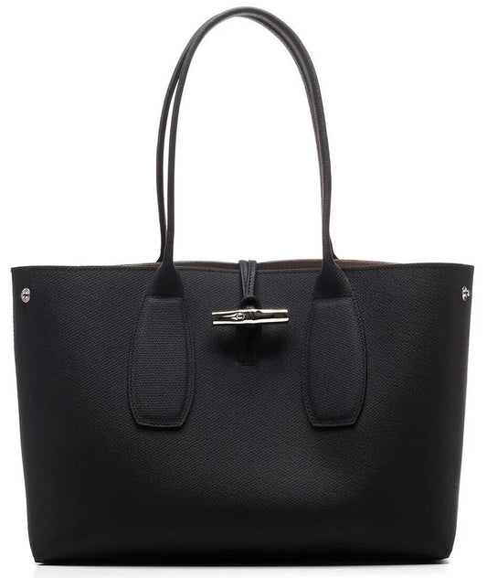 LONGCHAMP ROSEAU GRAINED CALFSKIN LEATHER MEDIUM TOTE BAG