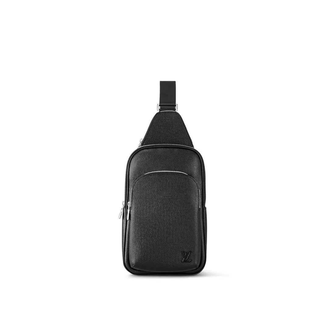 LOUIS VUITTON AVENUE BLACK TAIGA LEATHER SLING BAG