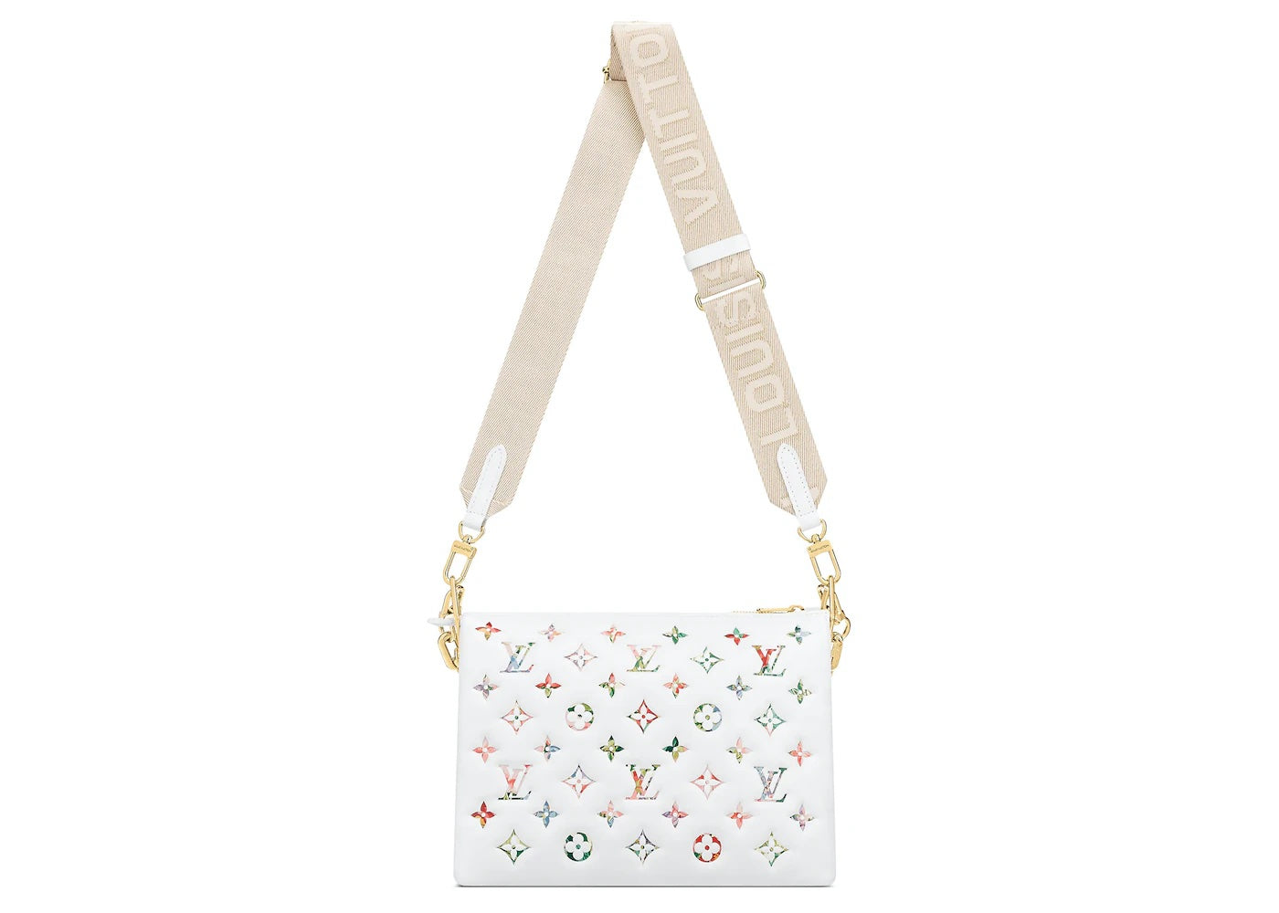 LOUIS VUITTON MULTICOLOR FLOWER MONOGRAM EMBOSSED LAMBSKIN COUSSIN PM BAG