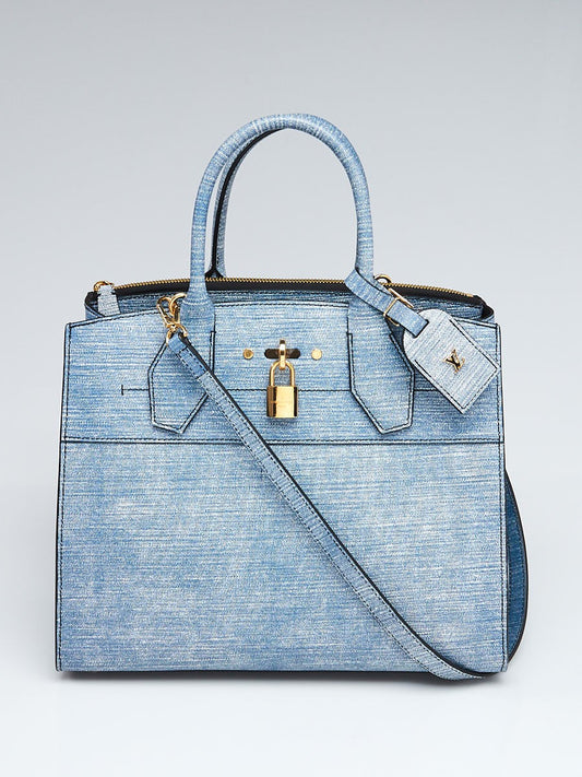 Louis Vuitton Denim EPI Leather City Steamer MM Bag