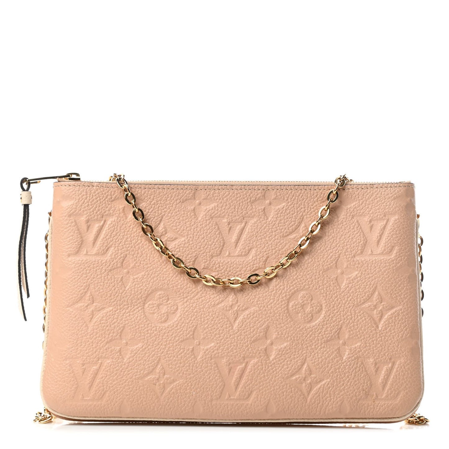 LOUIS VUITTON DOUBLE ZIP MONOGRAM EMPREINTE POCHETTE ON CHAIN