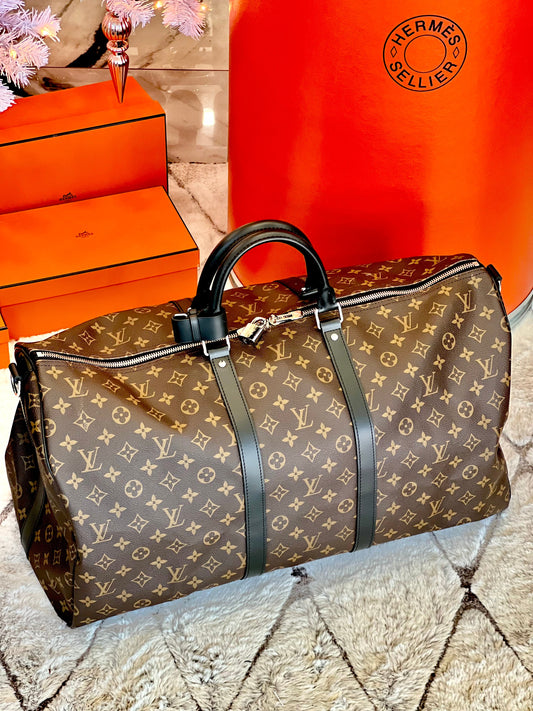LOUIS VUITTON MONOGRAM MACASSAR KEEPALL 55 BAG