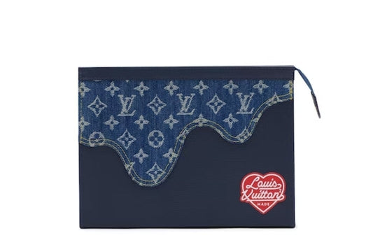 LOUIS VUITTON X NIGO MONGRAM DENIM VOYAGE MM CLUTCH BAG