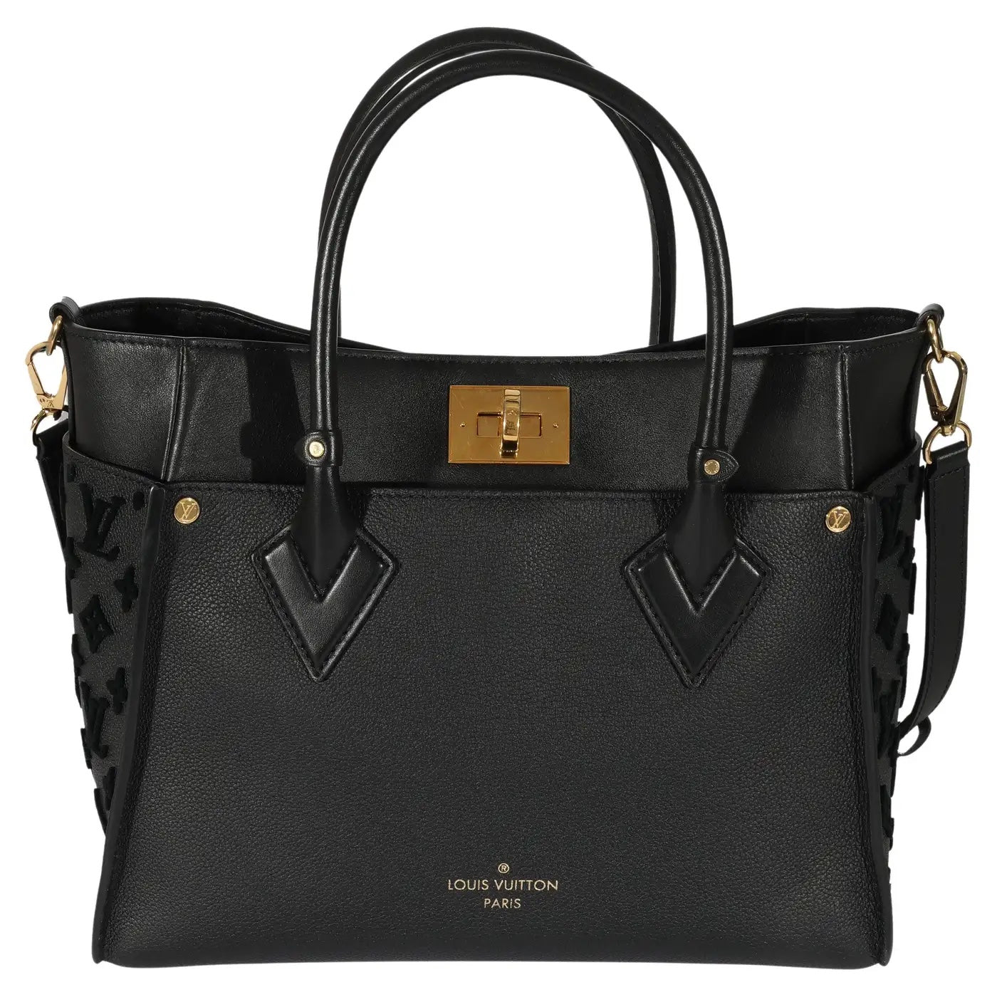 LOUIS VUITTON MONOGRAM TUFFETAGE LEATHER ON MY SIDE TOTE BAG