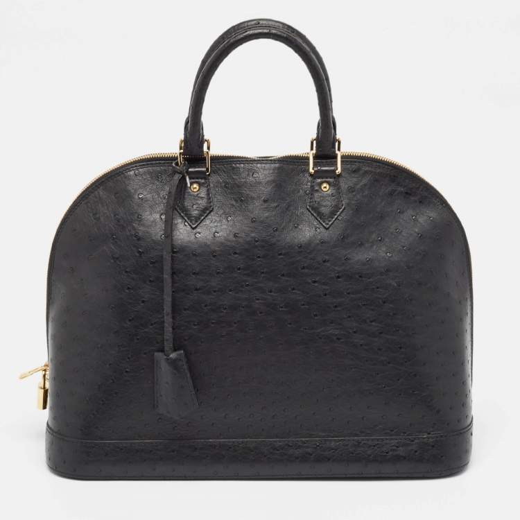 LOUIS VUITTON OSTRICH LEATHER ALMA GM HANDBAG