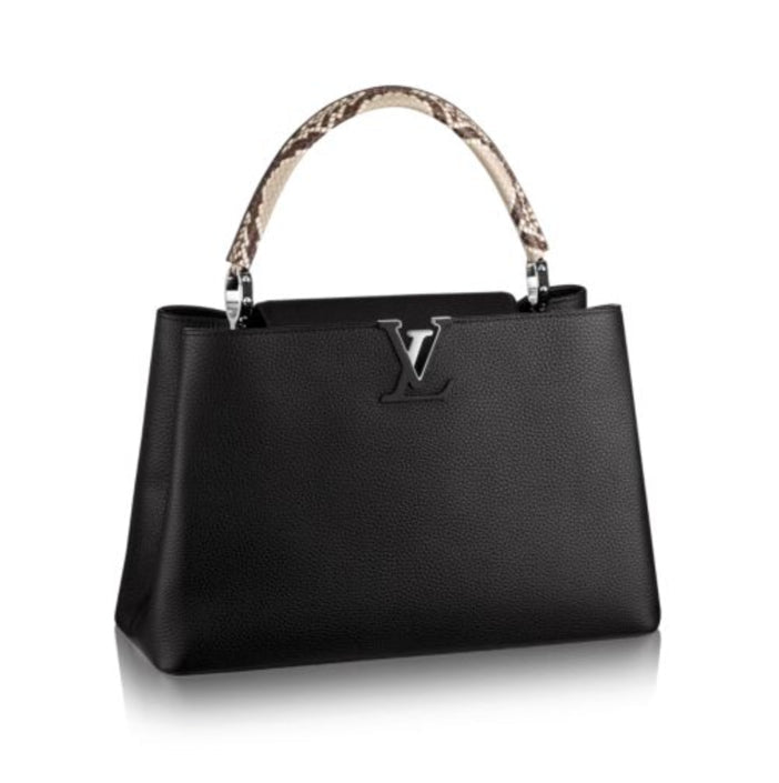 LOUIS VUITTON TAURILLON LEATHER & PYTHON SKIN CAPUCINES MM-HS