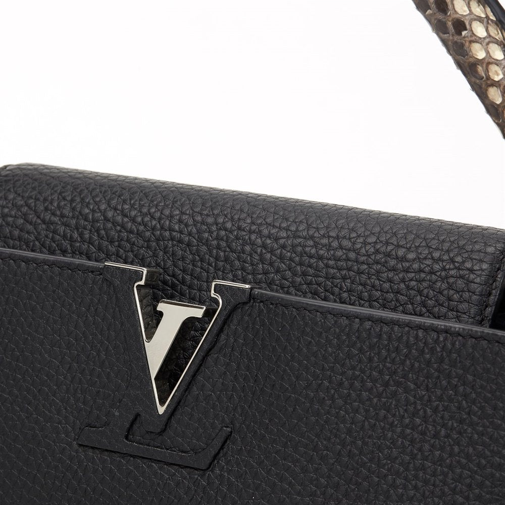 LOUIS VUITTON TAURILLON LEATHER & PYTHON SKIN CAPUCINES MM-HS