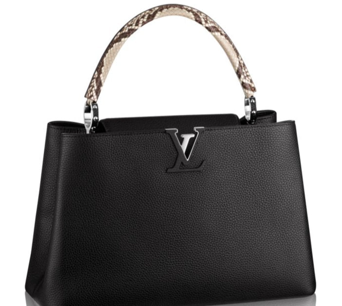 LOUIS VUITTON TAURILLON LEATHER & PYTHON SKIN CAPUCINES MM-HS