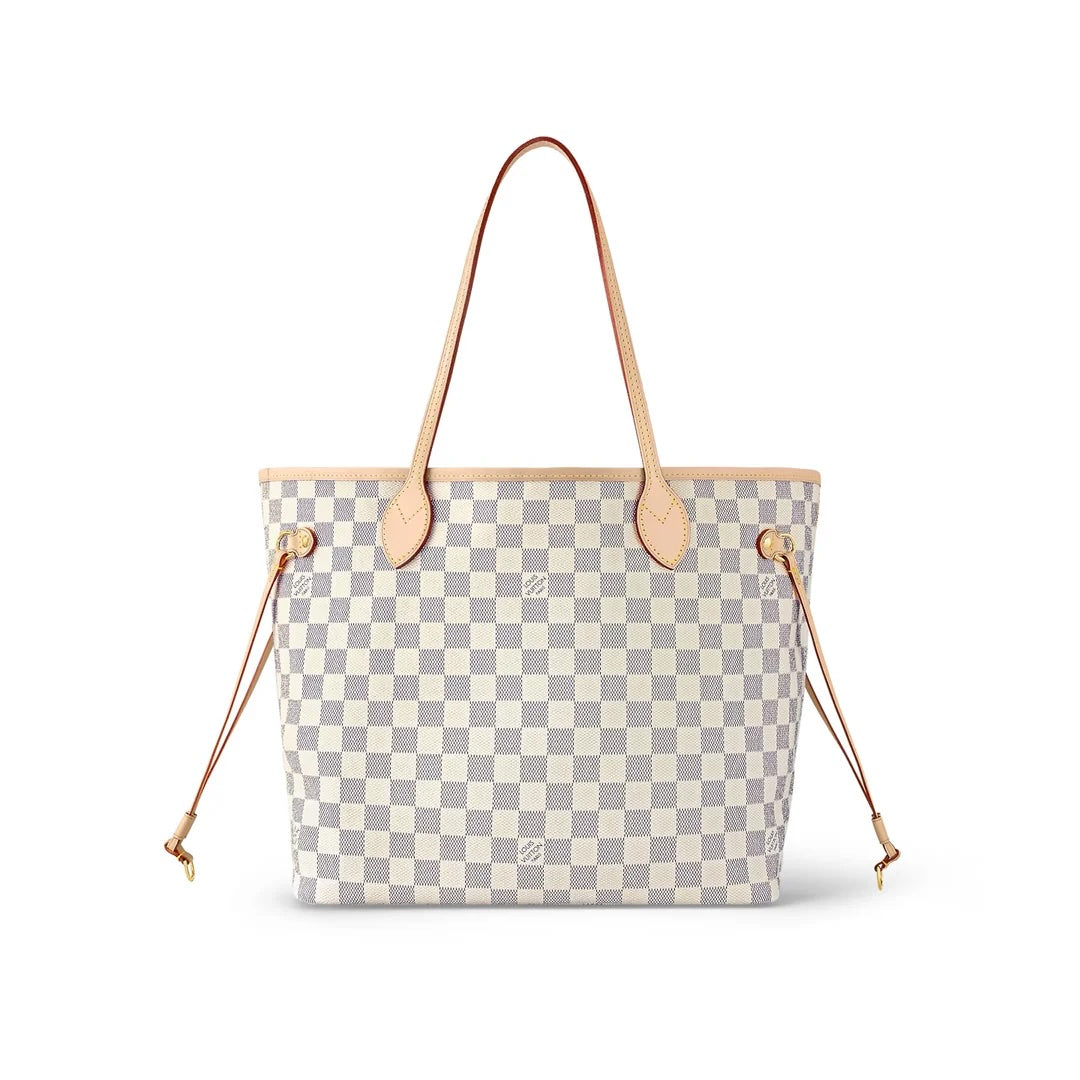 LOUIS VUITTON DAMIER AZUR NEVERFULL MM TOTE ROSE BALLERINE
