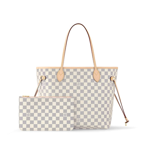 LOUIS VUITTON DAMIER AZUR NEVERFULL MM TOTE ROSE BALLERINE