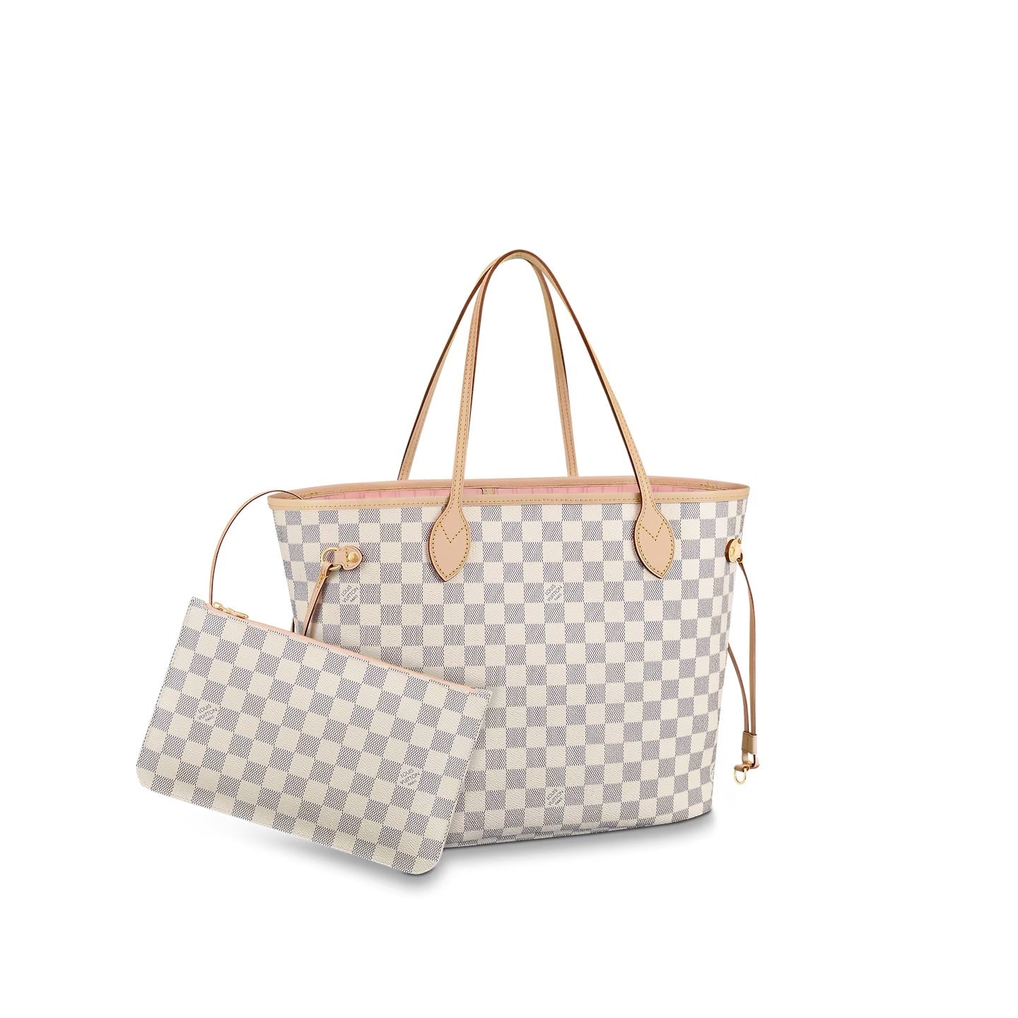 LOUIS VUITTON DAMIER AZUR NEVERFULL MM TOTE ROSE BALLERINE