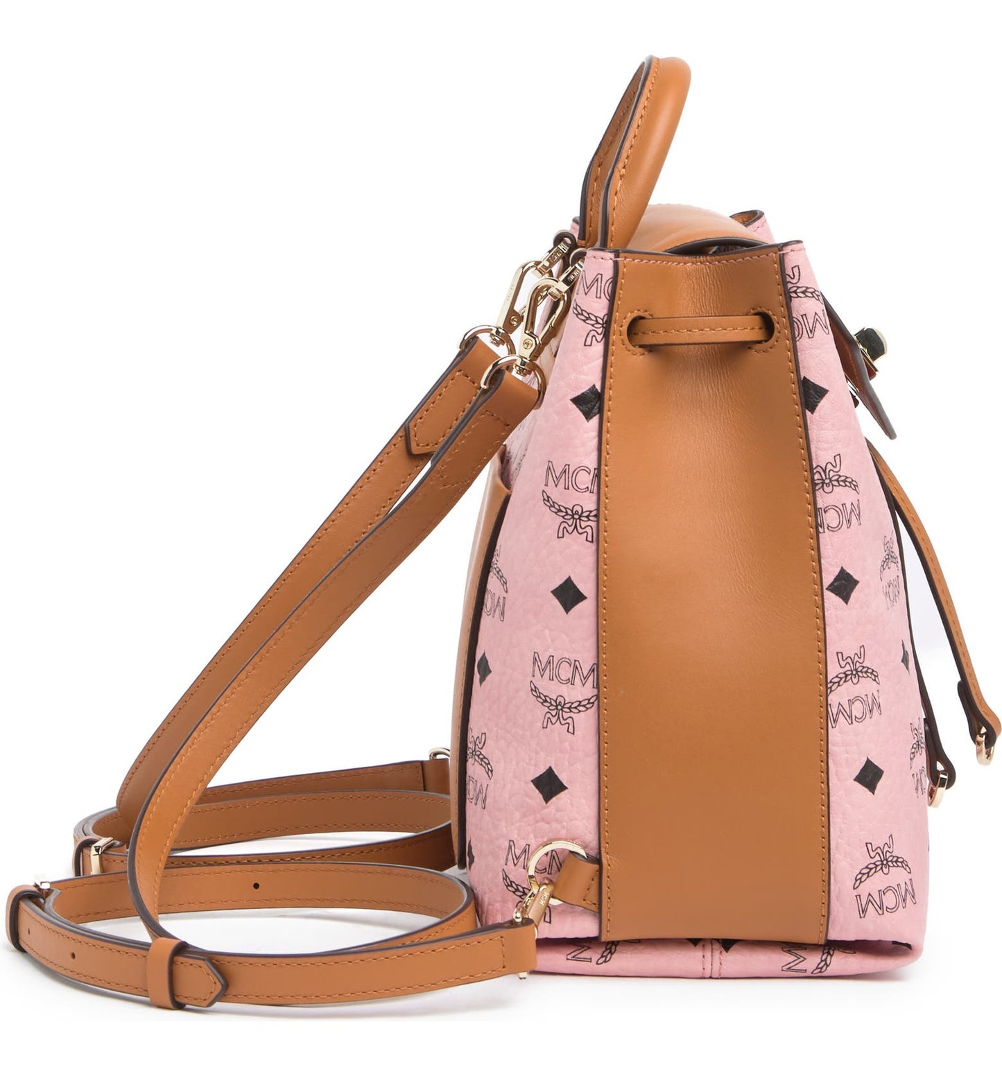 MCM MFO Colorblock Leather Backpack In Soft Pink