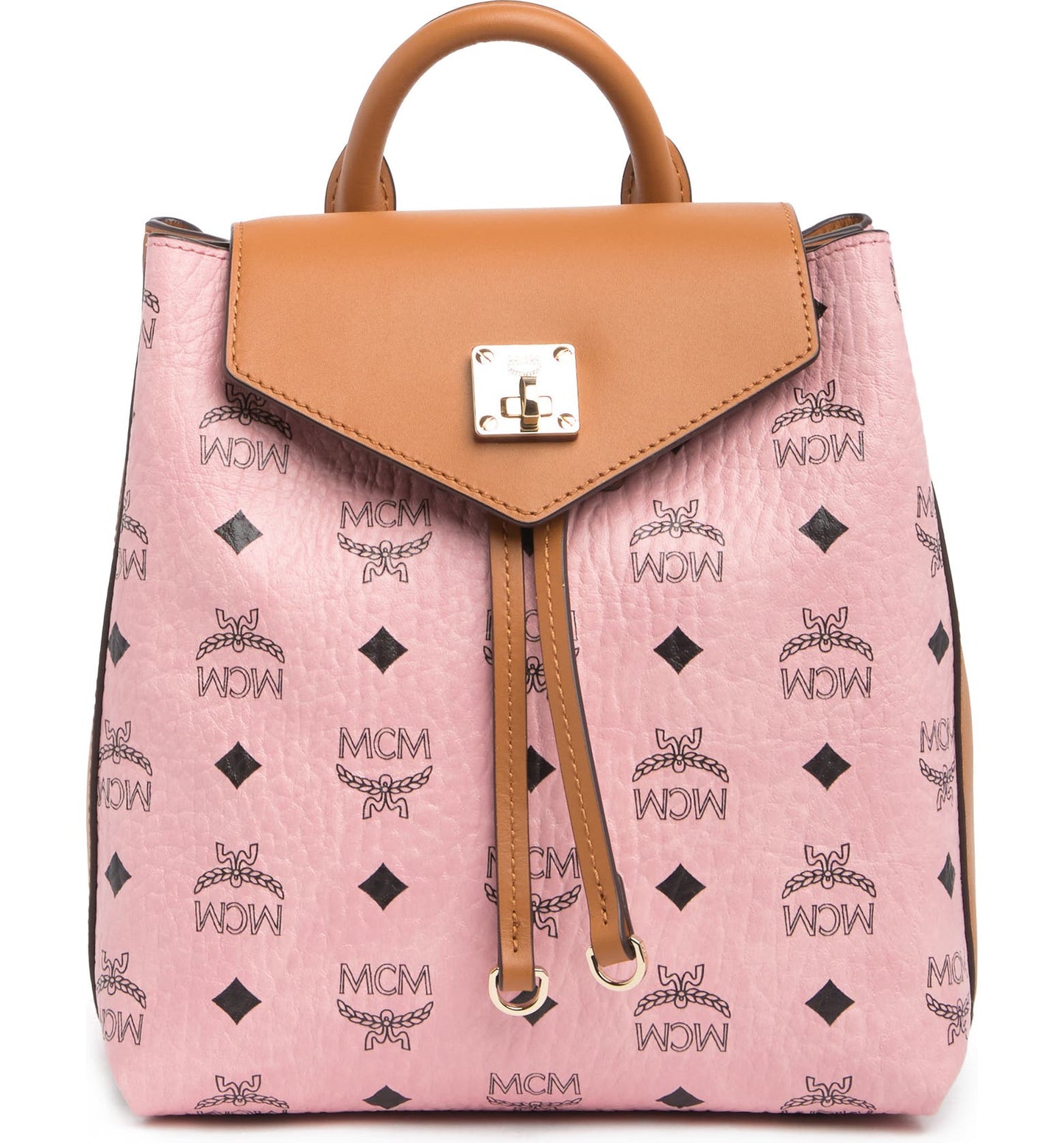 MCM MFO Colorblock Leather Backpack In Soft Pink