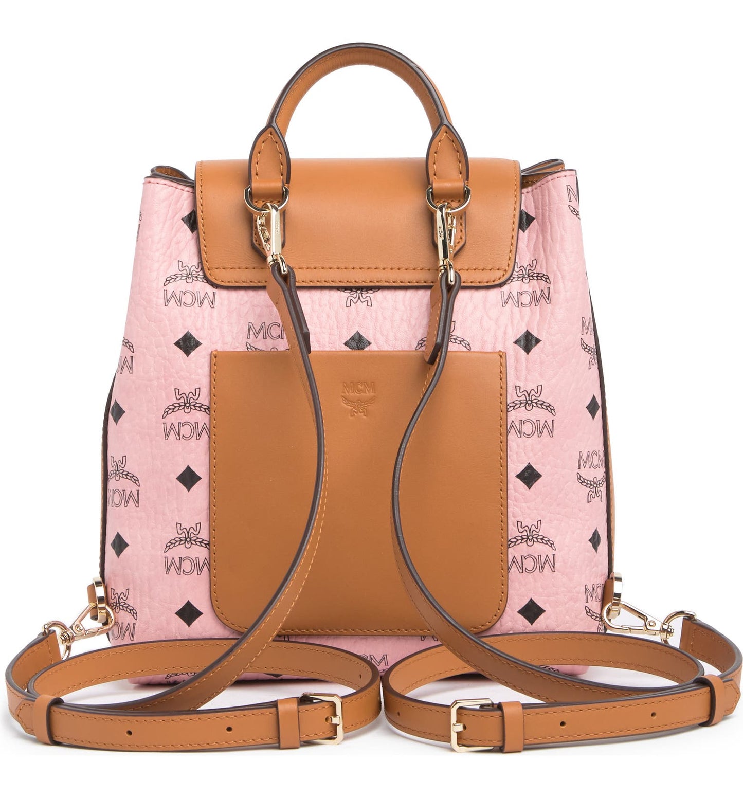 MCM MFO Colorblock Leather Backpack In Soft Pink