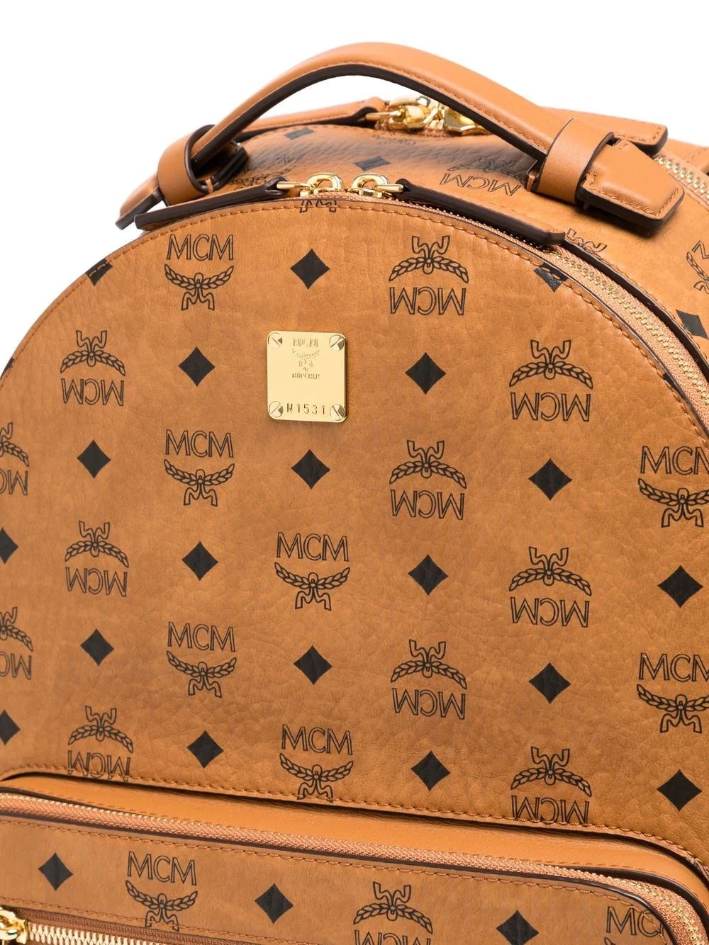 MCM STARK 40 VISETOS BACKPACK IN COGNAC